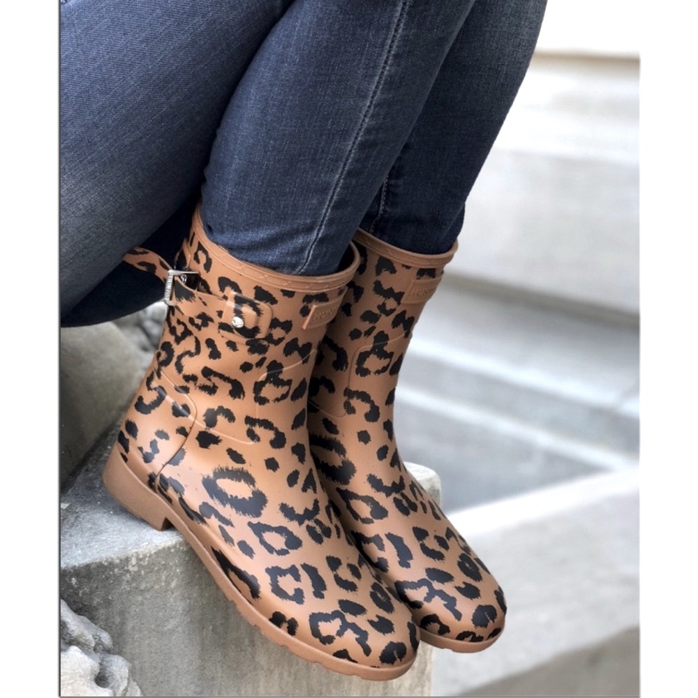 Hunter Leopard Print Winter Rain Boots